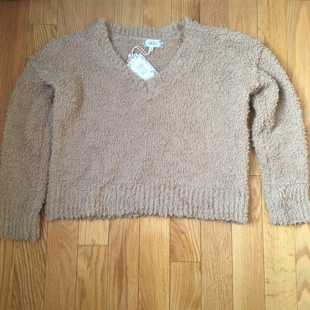 Pink Rose Extra Large Fuzzy/ Fluffy Toffee Sweater